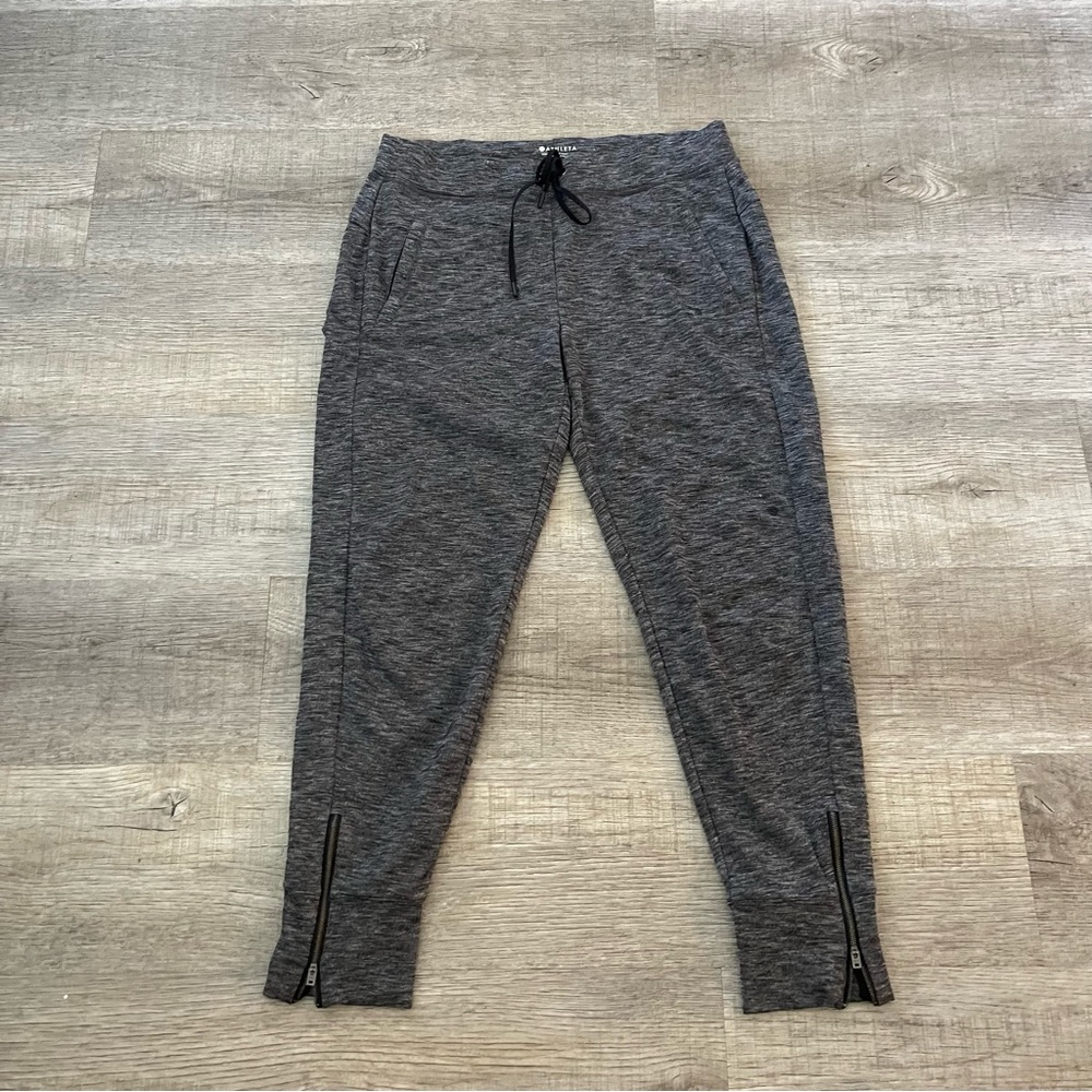 Athleta Metro Street Joggers Zipper Ankle Women’s Size M Heather Gray Sweatpants
